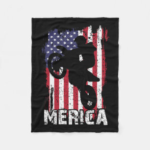 Fiets Amerikaanse vlag Merica Motocross 4 juli Bo Fleece Deken