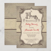 Fiets Baby shower Uitnodiging Retro (Voorkant / Achterkant)