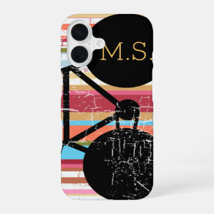 Fiets . black-bike & strepen gepersonaliseerd iPhone 16 hoesje