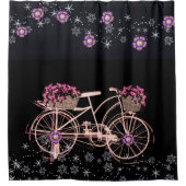 Fiets bloemen douchegordijn (Voorkant)