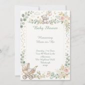 Fiets bloemige baby shower kaart (Voorkant)