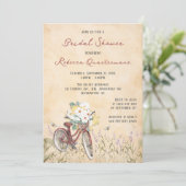 Fiets bruids douche uitnodiging (Staand voorkant)