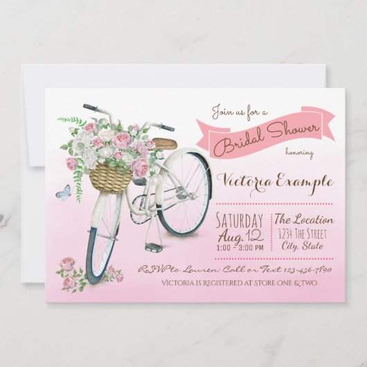 Fiets Bruidsfeest Vintage Fiets Kaart (Voorkant)