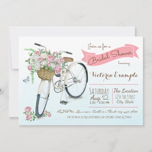 Fiets Bruiloft Feest Fiets Bruidsuitnodiging Kaart (Voorkant)