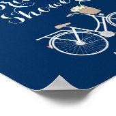 Fiets Bruiloft Feest Teken Navy Blauwe Koraal Roze Poster (Hoek)