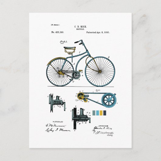 Fiets - C.D. Rijst Patent - Gekleurd Briefkaart (Voorkant)