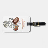 Fiets Cartoon Funny Face Foto Naam Bagagelabel (Voorkant horizontaal)