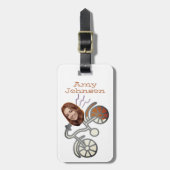 Fiets Cartoon Funny Face Foto Naam Bagagelabel (Voorkant verticaal)