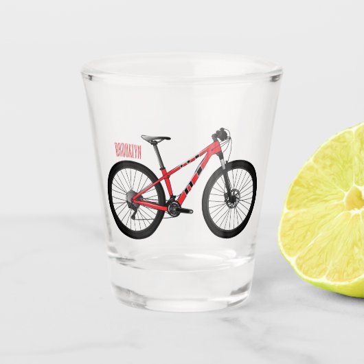 Fiets cartoon illustratie shot glas (Voorkant)