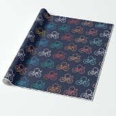 Fiets Cartoon Patroon Cadeaupapier (Uitgerold)