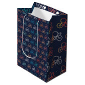 Fiets Cartoon Patroon Medium Cadeauzakje (Voorkant Gekanteld)