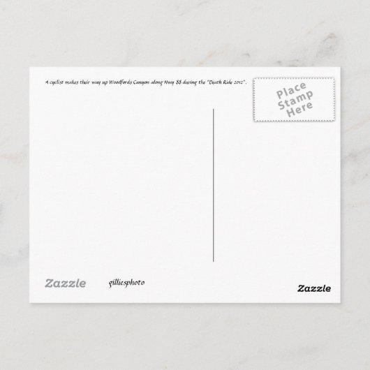 Fiets door het Graniet B&W Briefkaart (Achterkant)