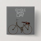 Fiets elke dag. vierkante button 5,1 cm (Voorkant)