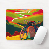  fiets en bike op heuvel muismat (Met muis)