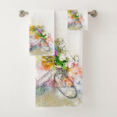 Fiets en bloemen  bad handdoek (Insitu)
