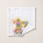 Fiets en bloemen  bad handdoek (Wasdoekje)
