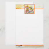 Fiets en bloemen briefpapier (Voorkant / Achterkant)