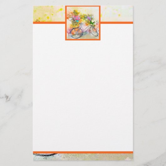 Fiets en bloemen briefpapier (Voorkant)