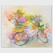 Fiets en bloemen  cadeaupapier (Vlak)