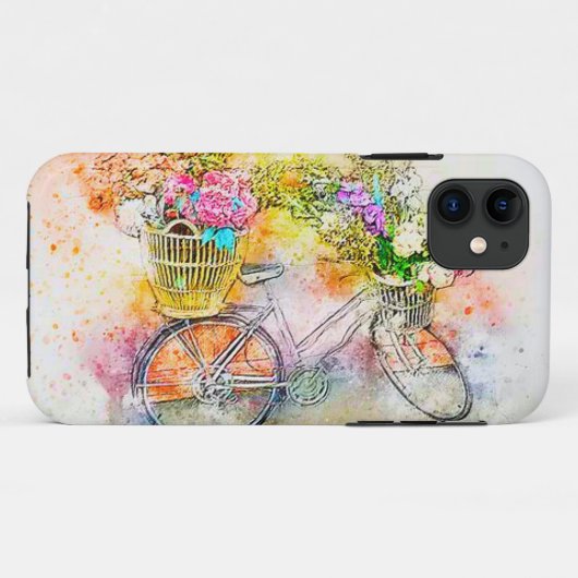 Fiets en bloemen Case-Mate iPhone case (Achterkant (horizontaal))