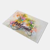 Fiets en bloemen  deurmat (Schuin)