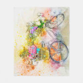 Fiets en bloemen  fleece deken (Voorkant)