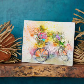 Fiets en bloemen fotoplaat (Zijkant)