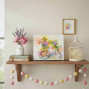 Fiets en bloemen fotoplaat
