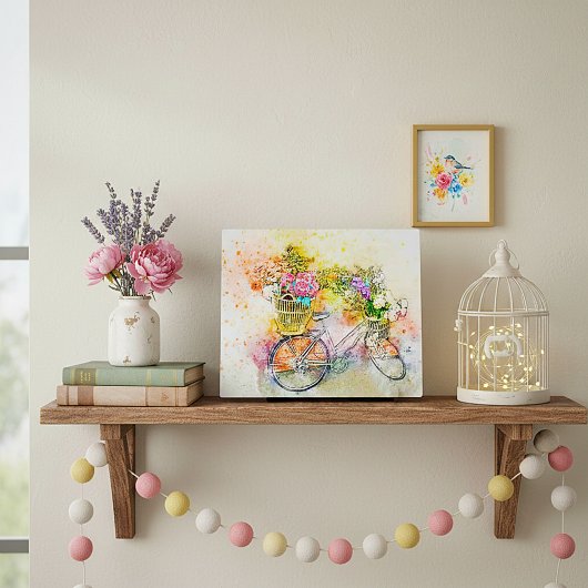 Fiets en bloemen fotoplaat