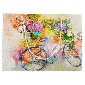 Fiets en bloemen groot cadeauzakje (Achterkant)