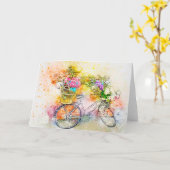 Fiets en bloemen  kaart (Gele Bloem)