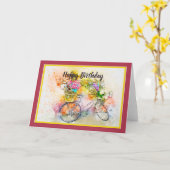Fiets en bloemen kaart (Gele Bloem)