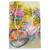Fiets en bloemen  medium cadeauzakje (Voorkant)