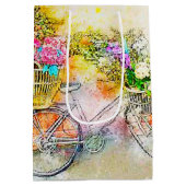 Fiets en bloemen  medium cadeauzakje (Achterkant)