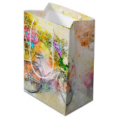 Fiets en bloemen  medium cadeauzakje (Achterkant Gekanteld)