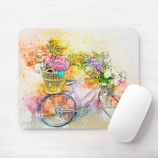 Fiets en bloemen  muismat (Met muis)