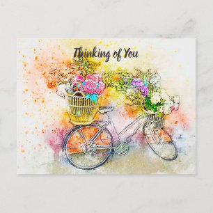 Fiets en bloemen op maat briefkaart