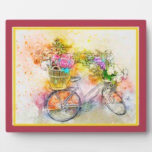 Fiets en bloemen  plaquette fotoplaat
