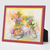 Fiets en bloemen plaquette fotoplaat (Zijkant)