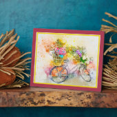 Fiets en bloemen plaquette fotoplaat (Zijkant)
