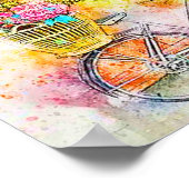 Fiets en bloemen  poster (Hoek)