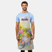 Fiets en bloemen  schort (Gedragen)