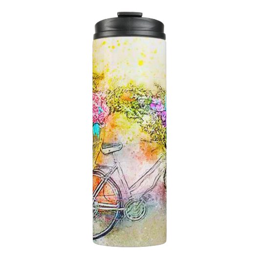 Fiets en bloemen  thermosbeker (Voorkant)