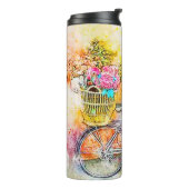 Fiets en bloemen  thermosbeker (Gedraaid links)