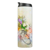 Fiets en bloemen  thermosbeker (Geroteerd rechts)