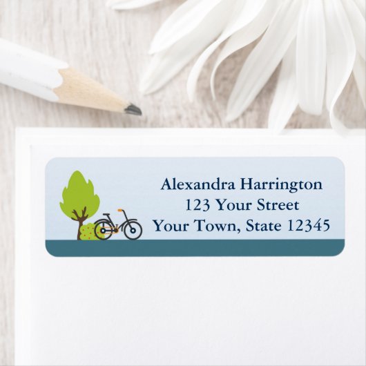 Fiets en Bomen, adreslabel Etiket (Insitu)