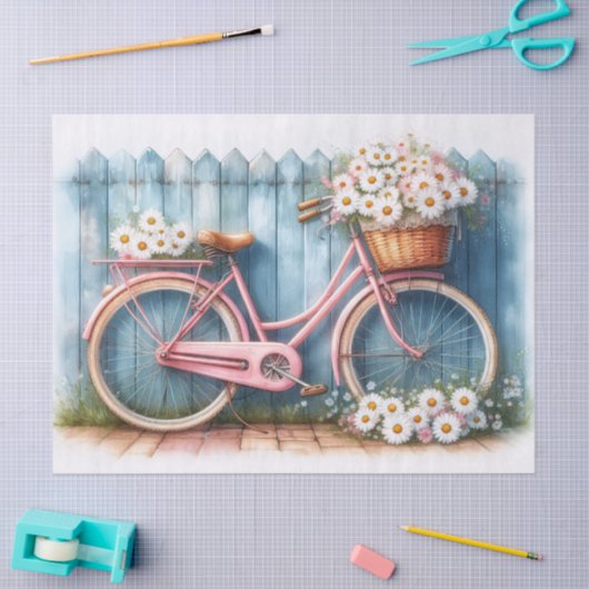  Fiets en Daisies Meubels Decoupage Tissuepapier (Craft)