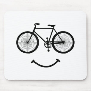 Fiets en glimlach T-shirt Fietsen T-shirt Zwart Muismat