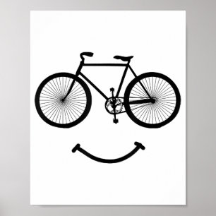 Fiets en glimlach T-shirt Fietsen T-shirt Zwart Poster