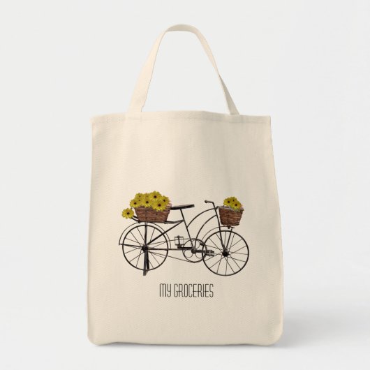 Fiets en manden van bloemen tote bag (Voorkant)